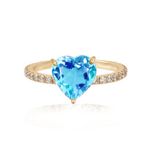Load image into Gallery viewer, Large Gemstone Heart Pave Ring

