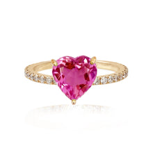 Load image into Gallery viewer, Large Gemstone Heart Pave Ring
