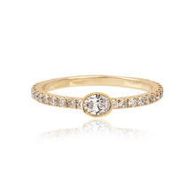 Load image into Gallery viewer, Solitaire Bezel Diamond Pave Ring
