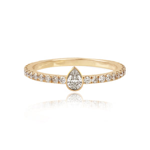 Solitaire Bezel Diamond Pave Ring