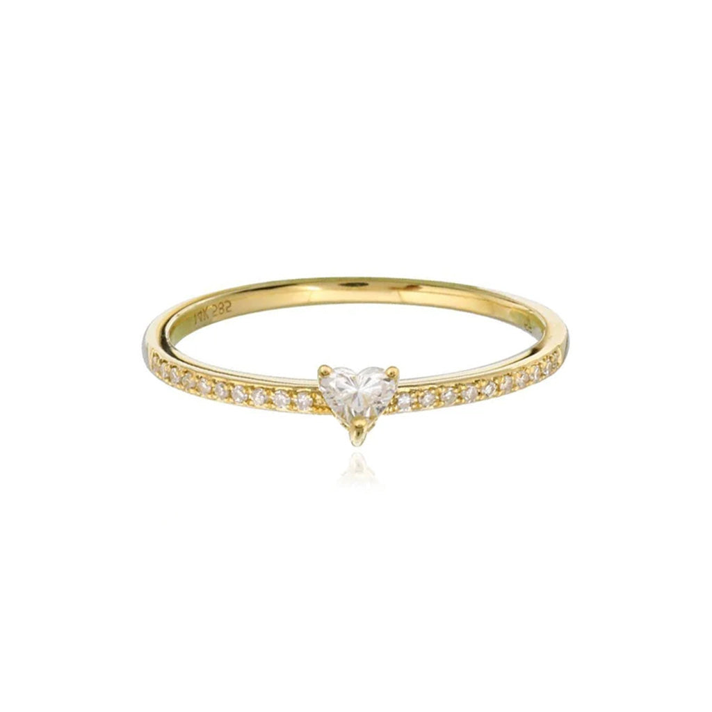 Petite Solitaire Diamond Pave Ring