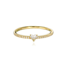 Load image into Gallery viewer, Petite Solitaire Diamond Pave Ring

