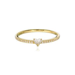 Petite Solitaire Diamond Pave Ring