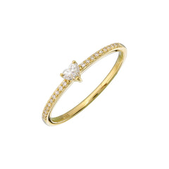 Petite Solitaire Diamond Pave Ring