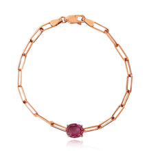 Load image into Gallery viewer, Oval Semi Precious Gemstone Paperclip Bracelet
