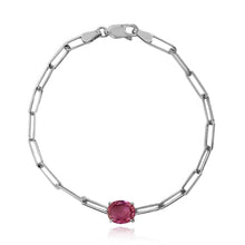 Load image into Gallery viewer, Oval Semi Precious Gemstone Paperclip Bracelet
