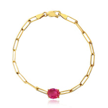Load image into Gallery viewer, Oval Semi Precious Gemstone Paperclip Bracelet
