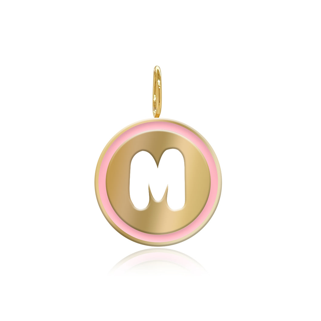 Cutout Enamel Initial Disc Charm