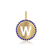 Load image into Gallery viewer, Cutout Initial Gemstones Pave Disc Charm
