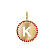 Load image into Gallery viewer, Cutout Initial Gemstones Pave Disc Charm
