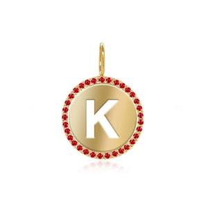 Cutout Initial Gemstones Pave Disc Charm