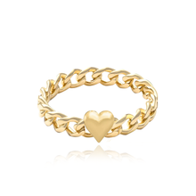 Load image into Gallery viewer, Puffy Gold Heart Cuban Chain Ring
