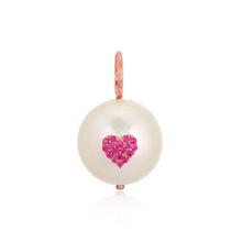 Load image into Gallery viewer, Ruby Heart on Pearl Charm
