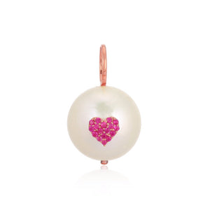 Ruby Heart on Pearl Charm
