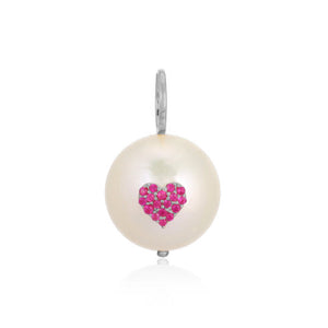 Ruby Heart on Pearl Charm