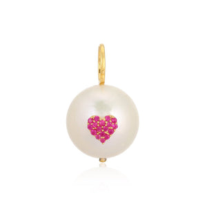 Ruby Heart on Pearl Charm