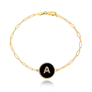 Round Diamond Initial Stone Bracelet