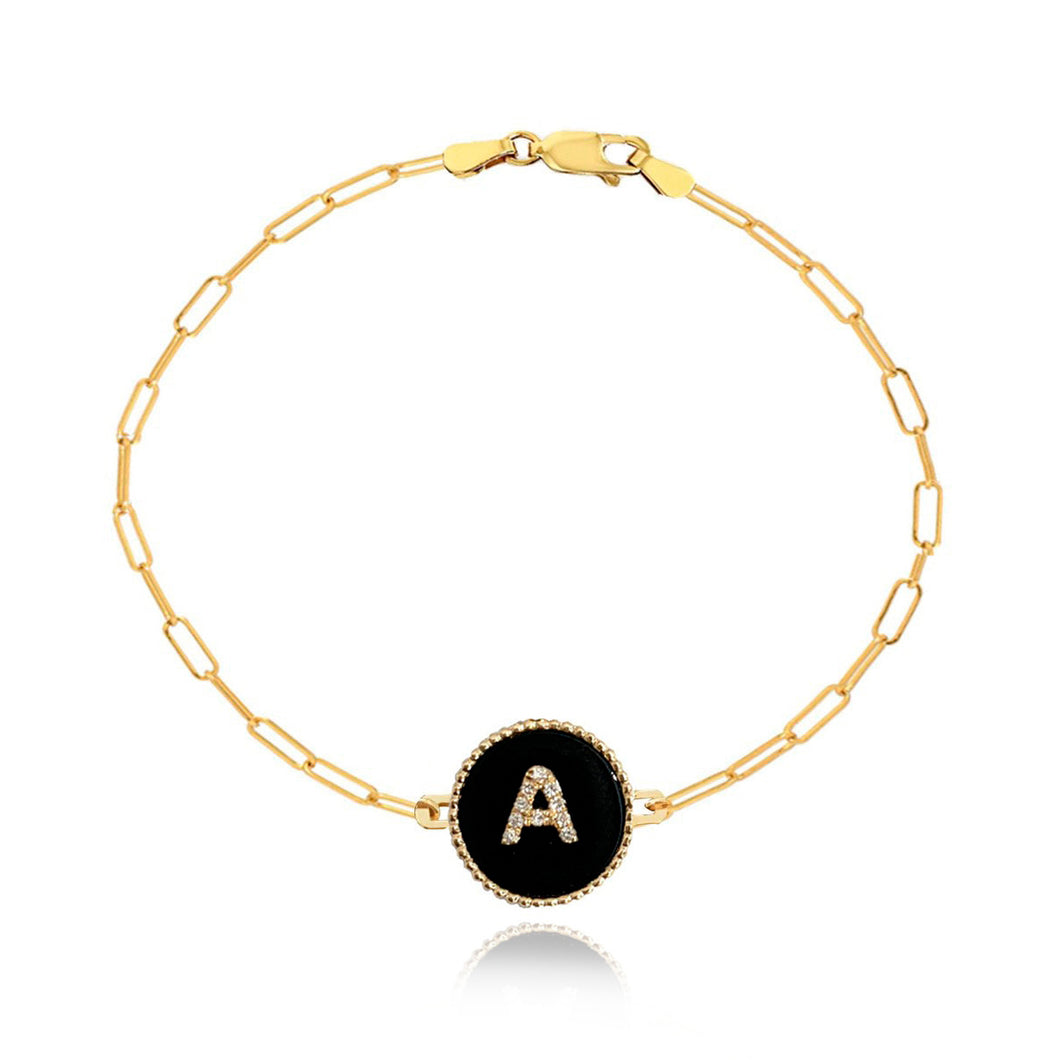 Round Diamond Initial Stone Bracelet