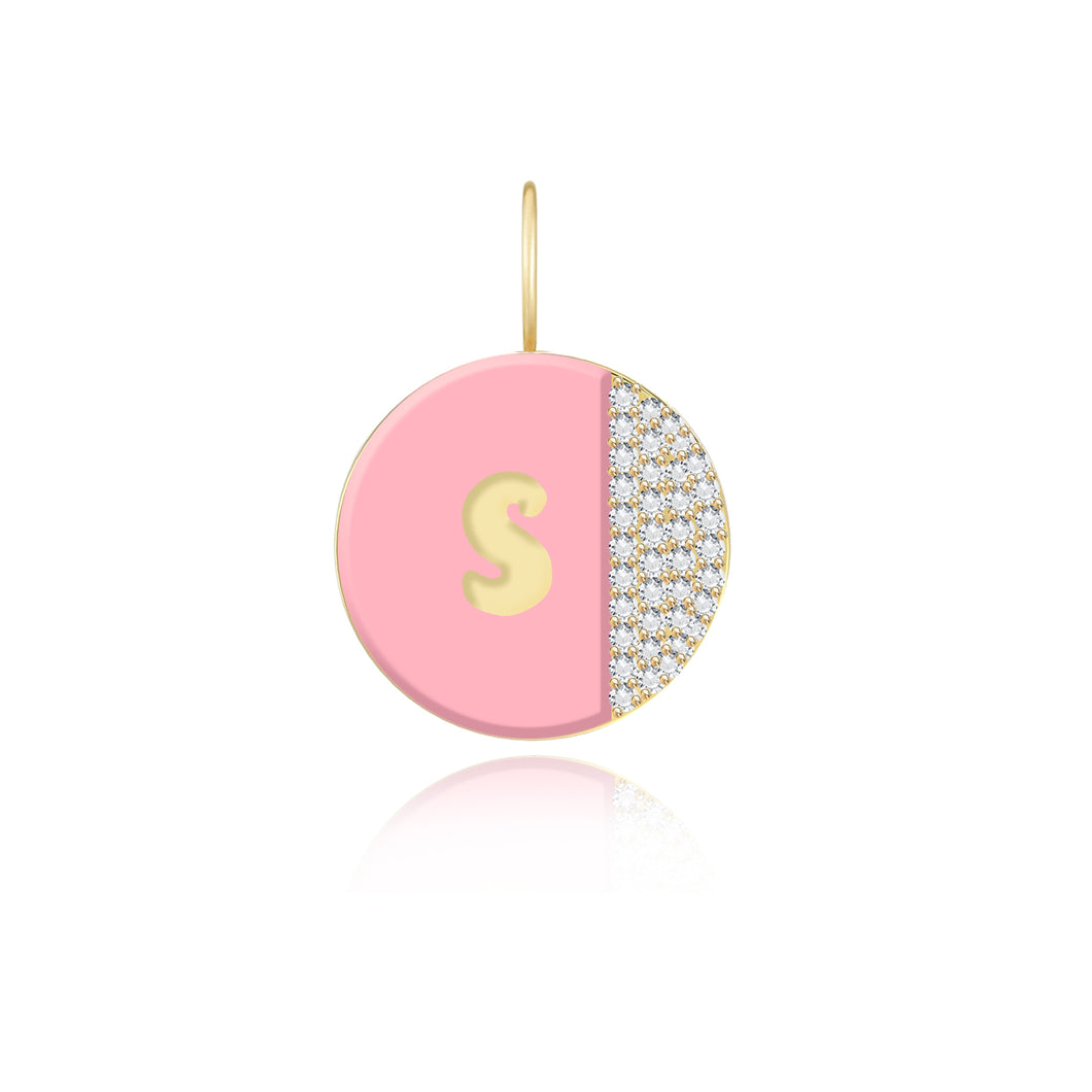 Enamel Side Pave Round Charm