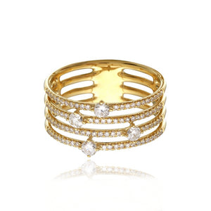 Round Diamonds Multi Pave Ring