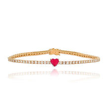 Load image into Gallery viewer, Gemstone Heart Tennis Bracelet
