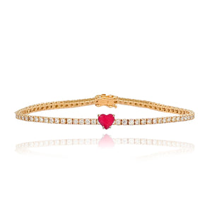 Gemstone Heart Tennis Bracelet