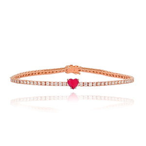 Gemstone Heart Tennis Bracelet