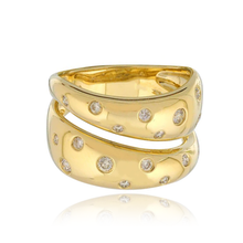 Load image into Gallery viewer, Scattered Diamonds Thick Gold Ring
