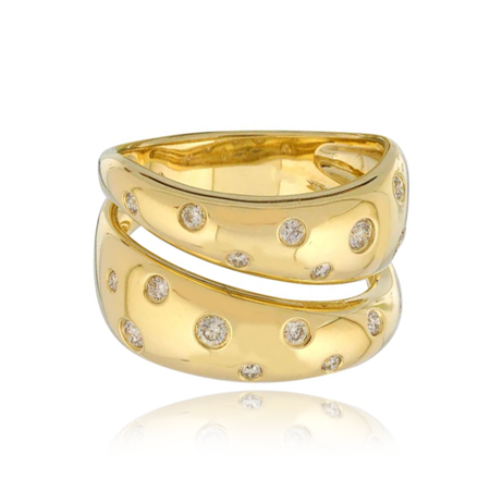 Scattered Diamonds Thick Gold Ring