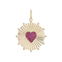 Load image into Gallery viewer, Round Striped Ruby Heart Medallion Charm
