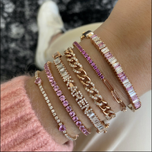 Load image into Gallery viewer, Baguette Diamonds Sliding Bangle
