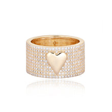Load image into Gallery viewer, Thick Pave Cigar Gold Heart Ring

