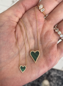 Small Pave Outline Stone Heart Necklace