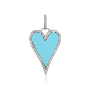 Modern Pave Outline Stone Heart Charm