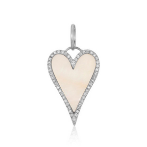 Modern Pave Outline Stone Heart Charm