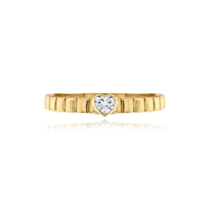Golden Striped Solitaire Diamond Ring
