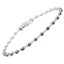Load image into Gallery viewer, Gemstone and Diamonds Segment Tennis Bracelet
