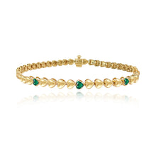 Load image into Gallery viewer, Seven Heart Bezel Gemstones Golden Bracelet
