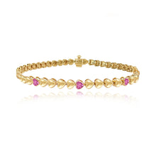 Load image into Gallery viewer, Seven Heart Bezel Gemstones Golden Bracelet

