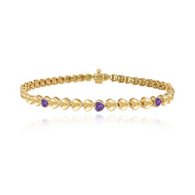 Load image into Gallery viewer, Seven Heart Bezel Gemstones Golden Bracelet
