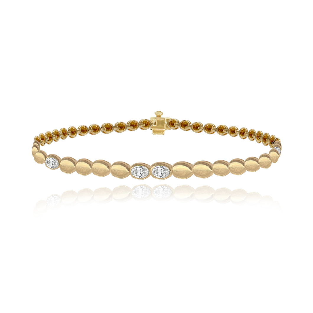 Seven Oval Diamond Golden Bracelet