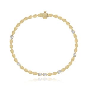 Seven Pear Diamond Golden Bracelet