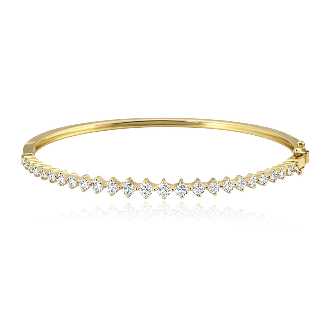 Shared Prong Round Diamond Bangle