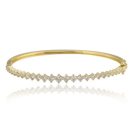 Shared Prong Round Diamond Bangle