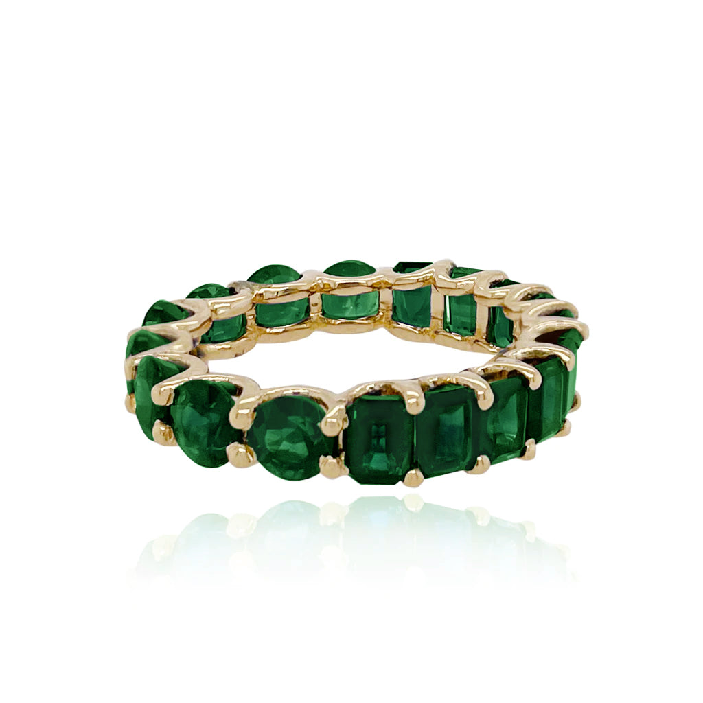 Half and Half Gemstones Eternity Ring