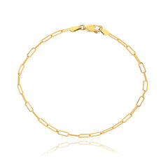 Small Paperclip Anklet in 14k gold, minimalist fine jewelry, perfect for luxury dainty styles.