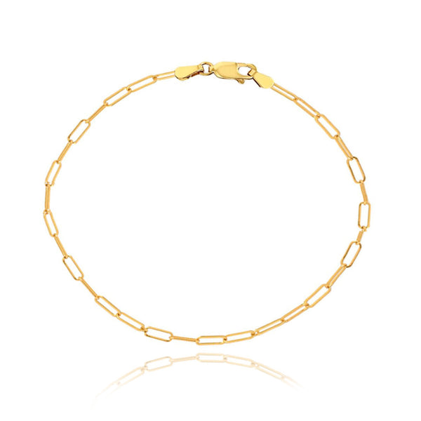 Small Paperclip Anklet in 14k gold, minimalist fine jewelry, perfect for luxury dainty styles.