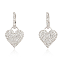 Load image into Gallery viewer, Small Pave Heart Charm Hoop Earring
