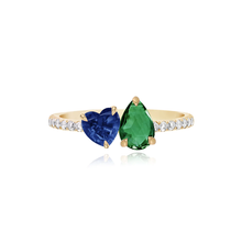Load image into Gallery viewer, Small Two-Gemstones Pave Ring
