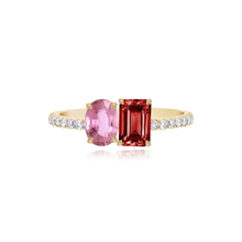 Load image into Gallery viewer, Small Two-Gemstones Pave Ring
